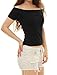 Allegra K Women's Off Shoulder Top Short Sleeve Solid Basic Slim Fit Tees X-Small Black
