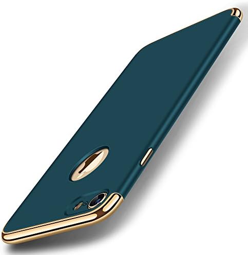iPhone 7 Case Back Cover Ultra Slim Scratch-Resistant Shockproof Reinforced Hard Bumper Electroplate Frame -- (Dark green)