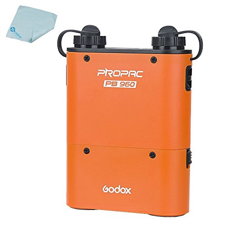 Godox 4500mAh PB960 Flash Power Battery Pack with Dual Output for Godox AD360 AD180 Flash Canon 580EX II, 580EX, 550EX, Nikon SB-900 SB-800 SB-80DX, Sony HVL-F58AM HVL-F43AM + Mcoplus Cloth
