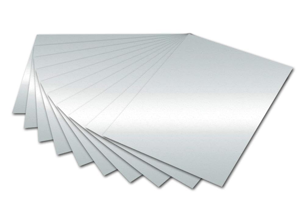 folia 6161 Photo Card Glossy Silver 50 x 70 cm 300 g/m² 10 Sheets for Crafts and Creative Design of Cards, Window Pictures and Scrapbooking