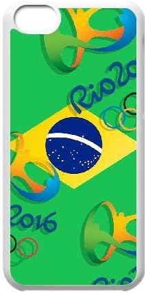 iphone5c Case,Rio de Janeiro Olympic Games Series- Colorful and Cute Pattern Durable Hard Plastic Scratch-Proof Protective Case,White 02