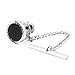 Mens Black Tie Tack with Chain Mens Wedding Business Shirt Accessories - Silver Tone