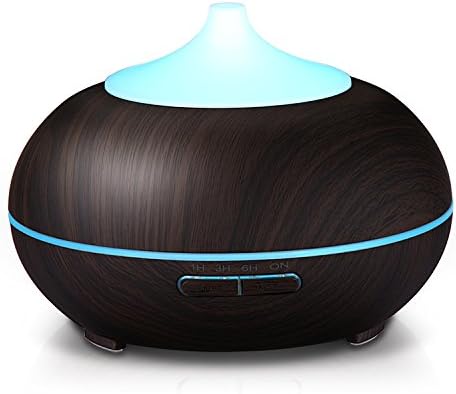 KindleTheFire 300ml Black Wood Grain Aroma Essential Oil Diffuser, Ultrasonic Mist Humidifier for Household