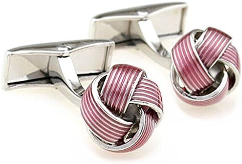 Men's Rhodium Plated Cufflinks Blue Love Knot Shirt Wedding Elegant with Gift Box