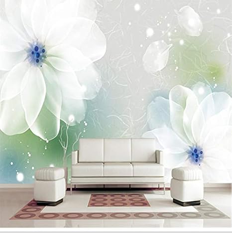Amazon Lifme カスタム 壁紙 3d ホワイト 花 写真 壁画 透明 花柄 壁紙 壁紙 リビングルーム ホームインテリア 絵画 Dfgsdfas 壁紙