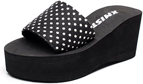 TrueYou Women's Strap Platform Wedge Slippers White Dot 8 B(M) US