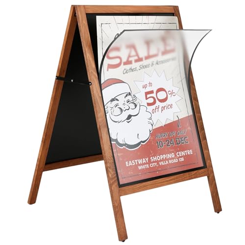 DISPLAY SALES A1 Wooden Sidewalk Stop | Outdoor Sidewalk Stop with 2 Magnetic Sheets Included | Waterproof Poster Holder A1 Size | Beech Wood Menu Board | Magnetic Board