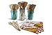 Premium Disposable Wooden Cutlery Set | 300 PCS Eco-Friendly Wooden Utensils -100 Forks, 50 Knives, 50 Spoons, 50 Ice Cream Spoons & Toothpicks | Biodegradable Dinnerware | Good with Disposable Plates