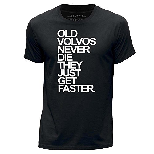 Stuff4® Men's Medium (M) Black Round Neck T-Shirt/Old Volvos/Volvo Never Die