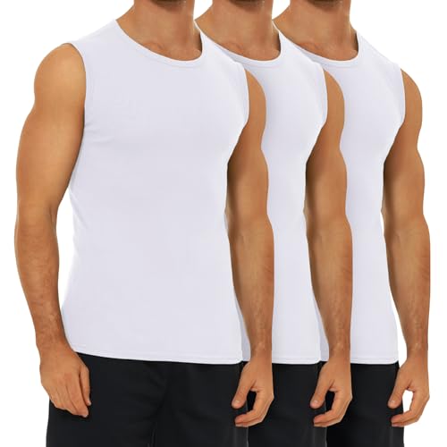 Falary Tank Top Herren Unterhemd Feinripp Gekämmte Baumwolle Fitness Sport 3Er Pack Weiß 3Xl