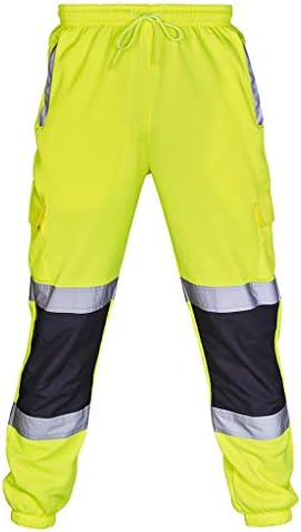 BaZhaHei Mens Road Work Pants High Visibility Overalls Multi-Pocket Training Sports Trousers Loose Sweatpants Jogging Bottoms Running Tracksuit
