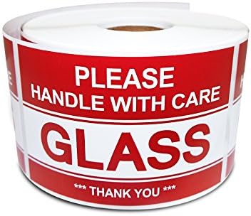 2" X 3" Glass - Please Handle With Care - Thank You, Warning Shipping Labels (1 Roll, 500 Stickers/Roll)