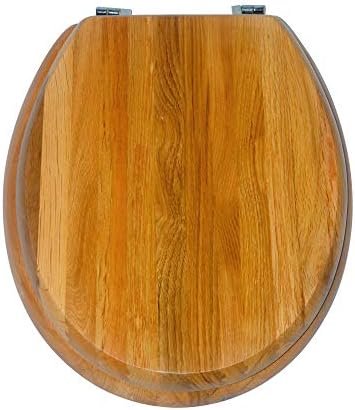 Toilet Comfort Seat Deluxe MDF Wood Elongated Toilet Seat, Easy Clean & Change Hinges๏ผRound (Solid Wood)