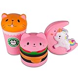 WATINC Kawaii Jumbo Pink coffee cat 3Pcs Squishy Slow Rising Sweet Scented Vent Charms Kid Toy Hand Toy, Stress Relief Toy, decorative props Doll Gift Fun Large (Pink coffee cat 3Pcs)