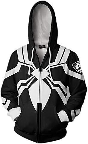 Superhero Hoodie Halloween Spider Cosplay Costume Fashion Hooded Coat for Unisex Adult