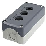 Uxcell 3-Hole Push Button Switch Control Box Case, 22 mm Diameter, Gray Plastic
