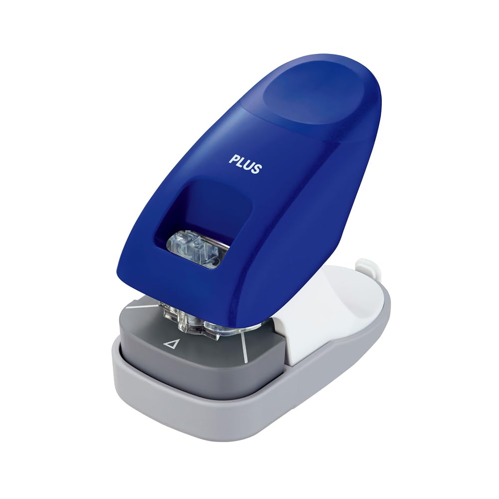 PLUS Japan, Staple-Free Stapler Desktop Model Blue, 10 Sheet Capacity, 1 Piece Pack (1 x 1 Stapler)