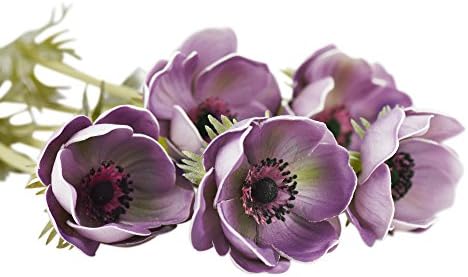 Amazon Fiveseasonstuff 5本 紫 アネモネ 造花 イチリンソウ 花束 インテリア 飾り 50cm 造花 オンライン通販