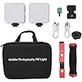 Video Light, ZJchao Portable 5600K LED Phone Light, Rechargeable Photography Lighting kit with Storage Bag, Adjustable Lighting, Camera Light for Phone, Camera, Laptop, for Makeup, TikTok, Vlog