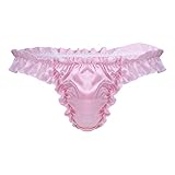 YiZYiF Men's Silky Shiny Satin Flutter Ruffled