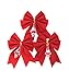 Pennsylvania Christmas Company Red Velvet Bow with Crystal Drop 6-Pack