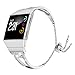 Wearlizer Bling Band Compatible for Fitbit Ionic Bands Women, Stainless Steel Bling Replacement Band Bracelet with Diamond Rhinestones X-Link Compatible Fitbit Ionic Small Large Silver