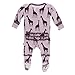 KicKee Pants Little Girls Print Muffin Ruffle Footie with Zipper - Sweet Pea Giraffe, 6-9 Months