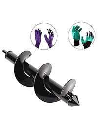DLseego Auger - Bombilla para plantas de jardín, 3.0 x 12.0 in, con 2 guantes de jardín, poste o sombrilla, para taladro hexagonal de 0.7 in