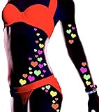 Blacklight Heart Body Stickers