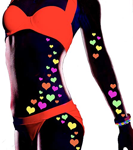 Sasswear Blacklight Heart Body Stickers - Neon, 40/pk
