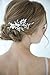 SWEETV Pearl Wedding Hair Clip Comb Barrette Flower Crystal Bridal Hair Accessories Silver Headpieces for Women Wedding