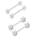 Jstyle 2-4 Pairs 316L Stainless Steel Nipple Rings Barbell Crystal Ball Piercing Nipple CZ Tongue Rings 14G