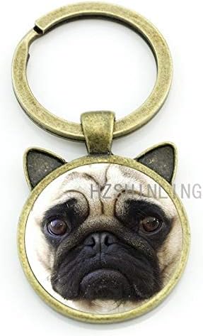 Collie Keychain Fashion Animal Rough Collie Key Chain Cute Pug Red Fox Keyring Puppy Dog Jewelry Handbag Purse Wallet Charm for Men & Women Valentine Gifts