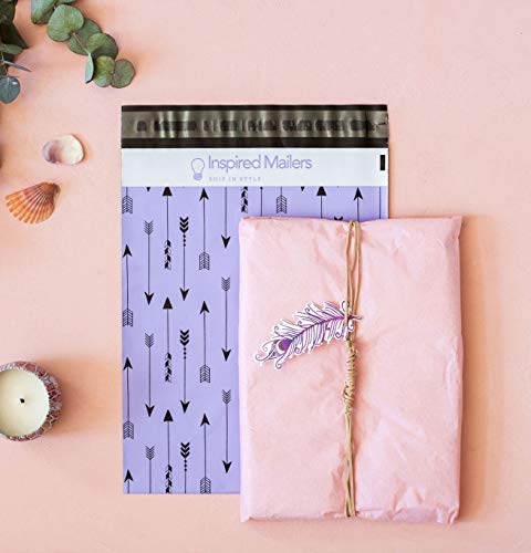 Inspired Mailers - Poly Mailers 10x13 - Tribal Arrows (Purple/Black) - Choose from 6x9, 10x13 and 14.5x19 Sizes - 3.15mil Unpadded Mailing Bags (10x13, 100 Pack) - Thumbnail 2