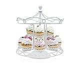Francois et Mimi Iron Carousel Cupcake Stand, with Enlarged Cups, White (Modern)
