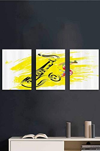Jazz Saxophone 3 PC Pack Art Magic Pictures Peel and Stick 3D Vinyl Removable Wall Sticker Decals DIY Sticky Backsplash, 12" x 18" x 3 Panels(Triptych Wall Stickers)