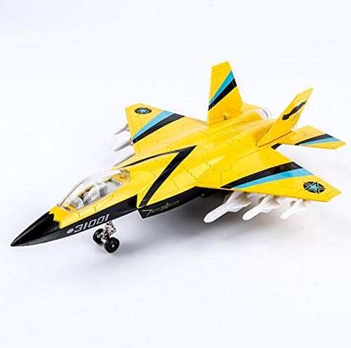 Topwon Die Cast Metal Military Fighter Jet for Adult / Airplane Toy with LED Light(Yellow)