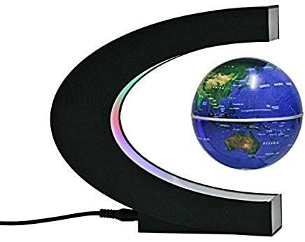 Magnetic Levitation Floating Globe, GASOE 3.3" Floating World Map Globe with LED Light C Shape Frame for Desk Decoration, Education,Business Gift, Advertising display etc.