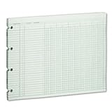 Wilson Jones G1010 Accounting Sheets, 10 Column, 9-1/4 x 11-7/8, 100 Loose Sheets/Pack, Green