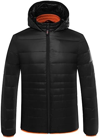 Cordless 5V 2A Men's Heated Down Jacket with 5000mAh Power Bank Battery for Winter Outdoor Wear (S, Black Without 5000mAh PowerBank)