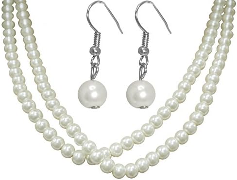 Ivory Imitation Pearl Necklace and Earring Set for Bride-Bridesmaid-Wedding-Prom-New Years Eve