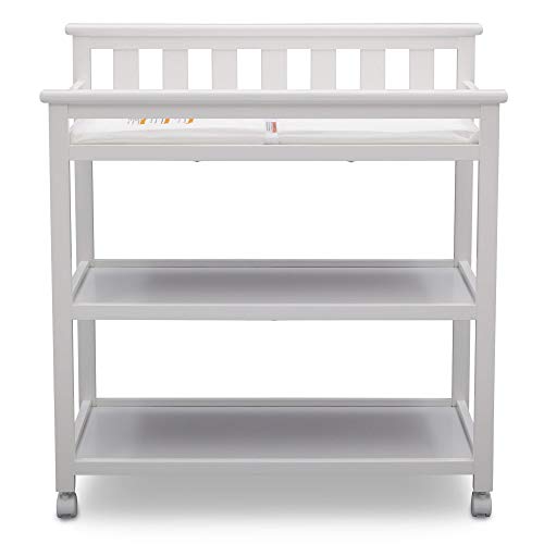 Delta Children Flat Top Changing Table with Wheels and Changing Pad