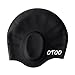 OTOO Adult Long Hair Swim Cap,Waterproof,Durable Silicone Swimming Caps for Curly Hair Unisex Children Woman and Men (Black1)