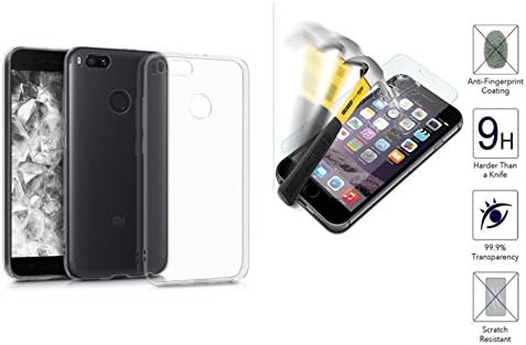 For Xiaomi Mi A1/Xiaomi Mi 5 x Transparent Soft Cover Case Silicone Gel Tpu Rubber Case Cover + Tempered Glass Screen Protector Shockproof Protective Scratch-Proof Protection Protector