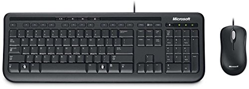 Microsoft Wired Desktop 600 Tastatur und Maus Set, UK-Layout, Schwarz