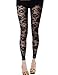 DITTMURI Women Sexy Mesh Sheer Floral Lace Hollow Out Footless Leggings Pants Tights Black