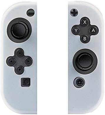 Junya Joy-Con Gel Guards with Thumb Grip Caps, Protective Skin Anti-Slip Lightweight Comfort for Nintendo Switch(White)