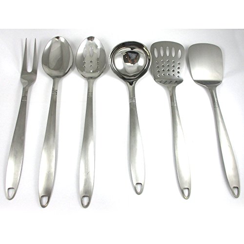 6 Stainless Steel Kitchen Tools Cooking Utensil Serving Set Server Spatula Spoon By ATB