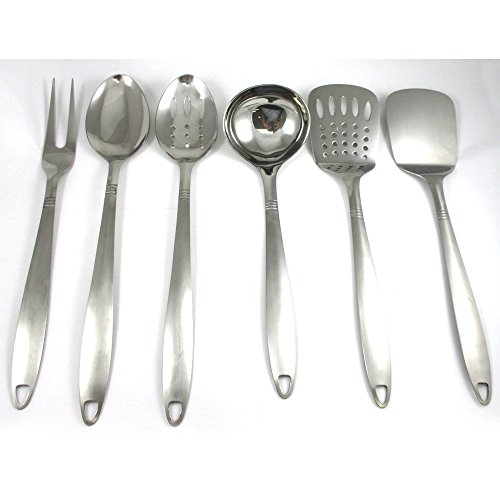 6 Stainless Steel Kitchen Tools Cooking Utensil Serving Set Server Spatula Spoon by ATB