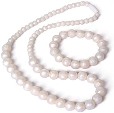 BUNDLE: Silicone Teething Necklace Bracelet in Pearl White and Owl Teether for Baby and Mom, Fashionable and BPA Free (Pearl White)